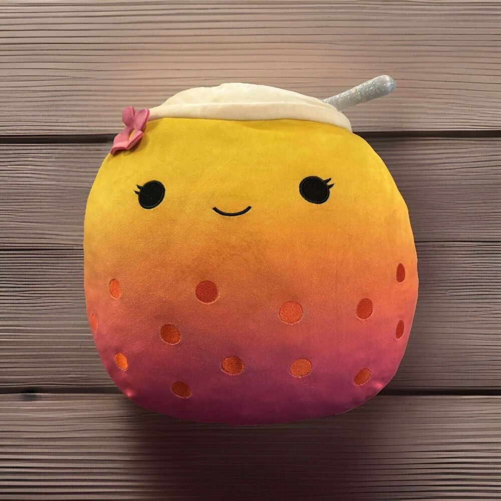 Squishmallows Bergit the Pink Boba Tea 16" Large Soft Stuffed Plush Toy Kellytoy